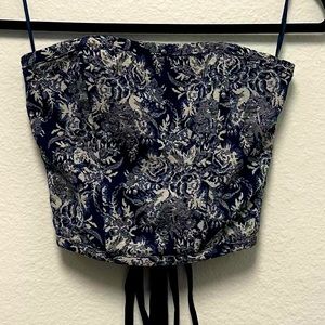 Tic Toc Floral Brocade Tie Corset